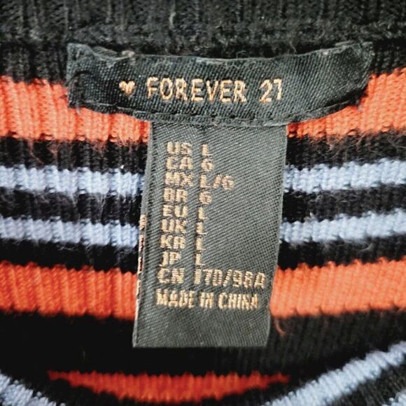 Forever 21 Ribbed Stripey Retro Style Scoop Neck Sweater - Picture 7 of 11